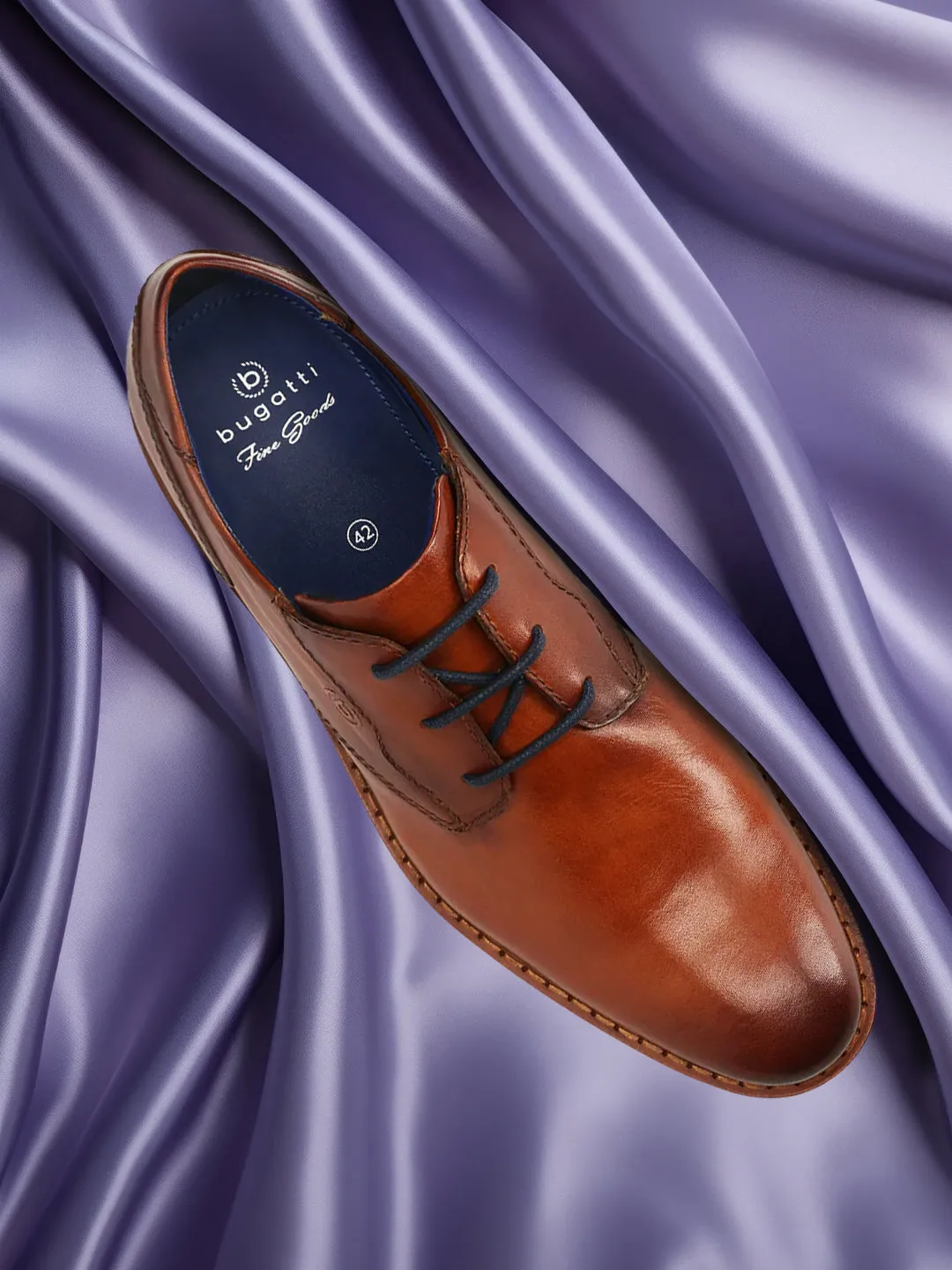 bugatti Cognac Premium Leather Derby shoes