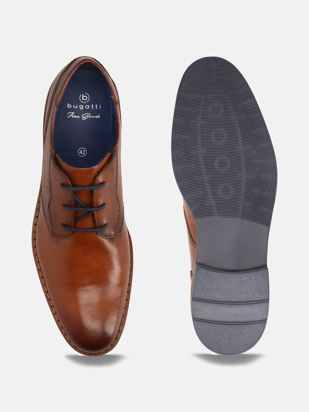 bugatti Cognac Premium Leather Derby shoes