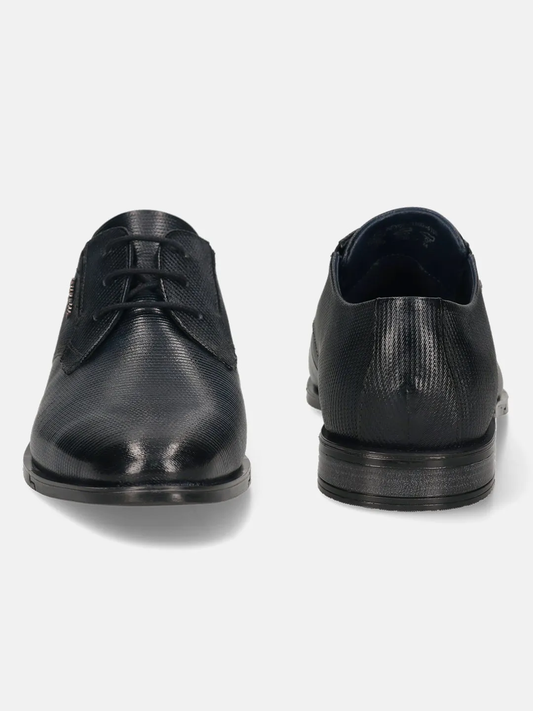 bugatti Dark Blue Premium Leather Derby Formal Shoes