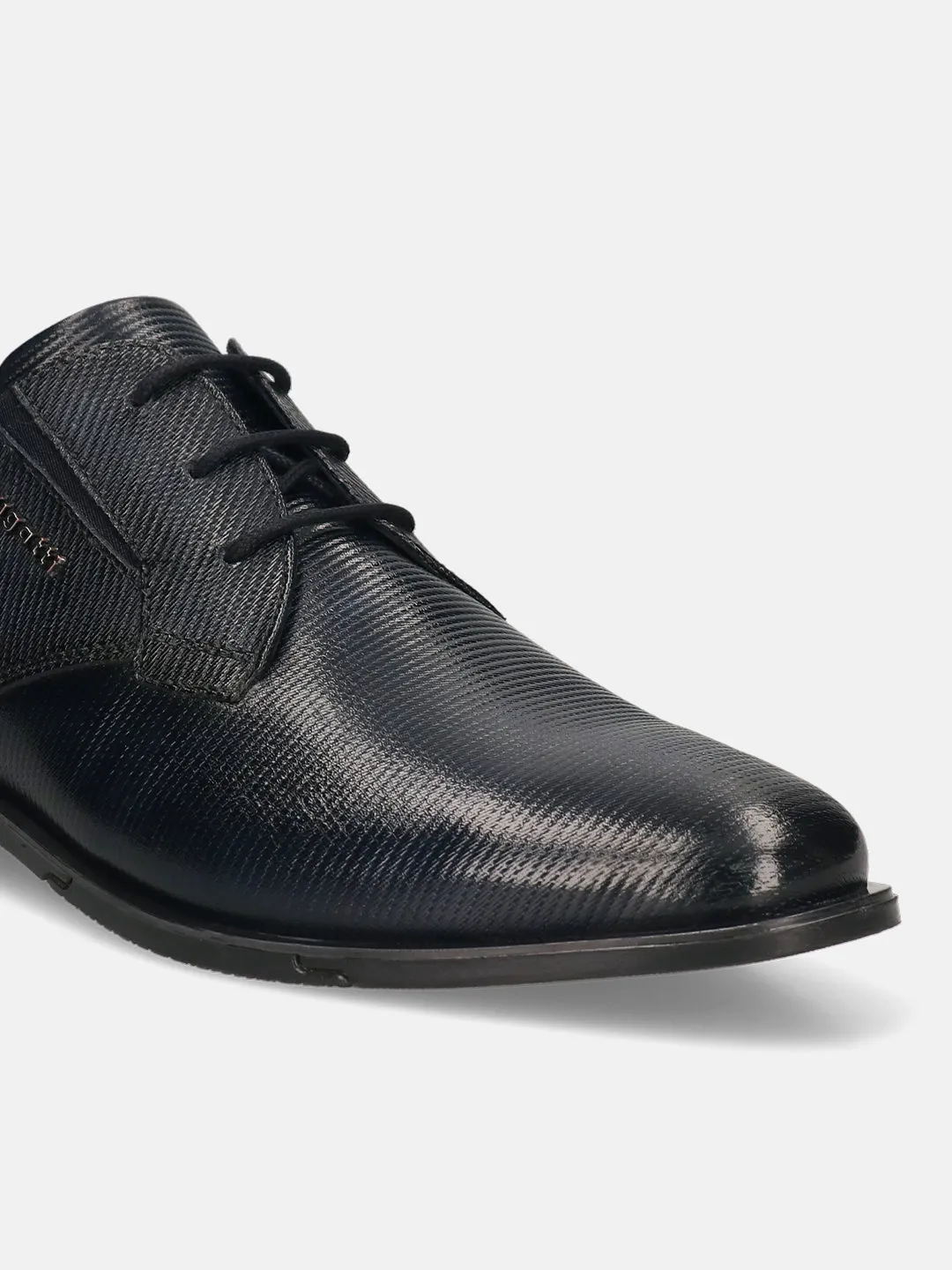 bugatti Dark Blue Premium Leather Derby Formal Shoes