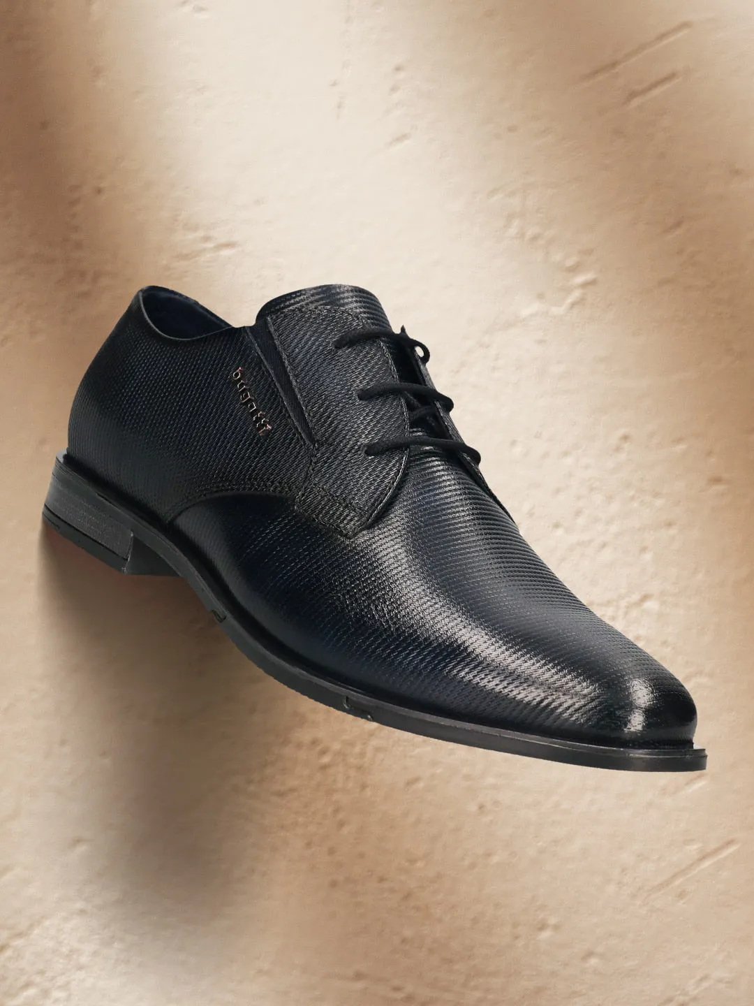 bugatti Dark Blue Premium Leather Derby Formal Shoes