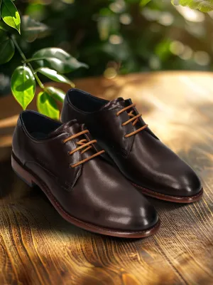 bugatti Dark Brown Premium Leather Derby shoes