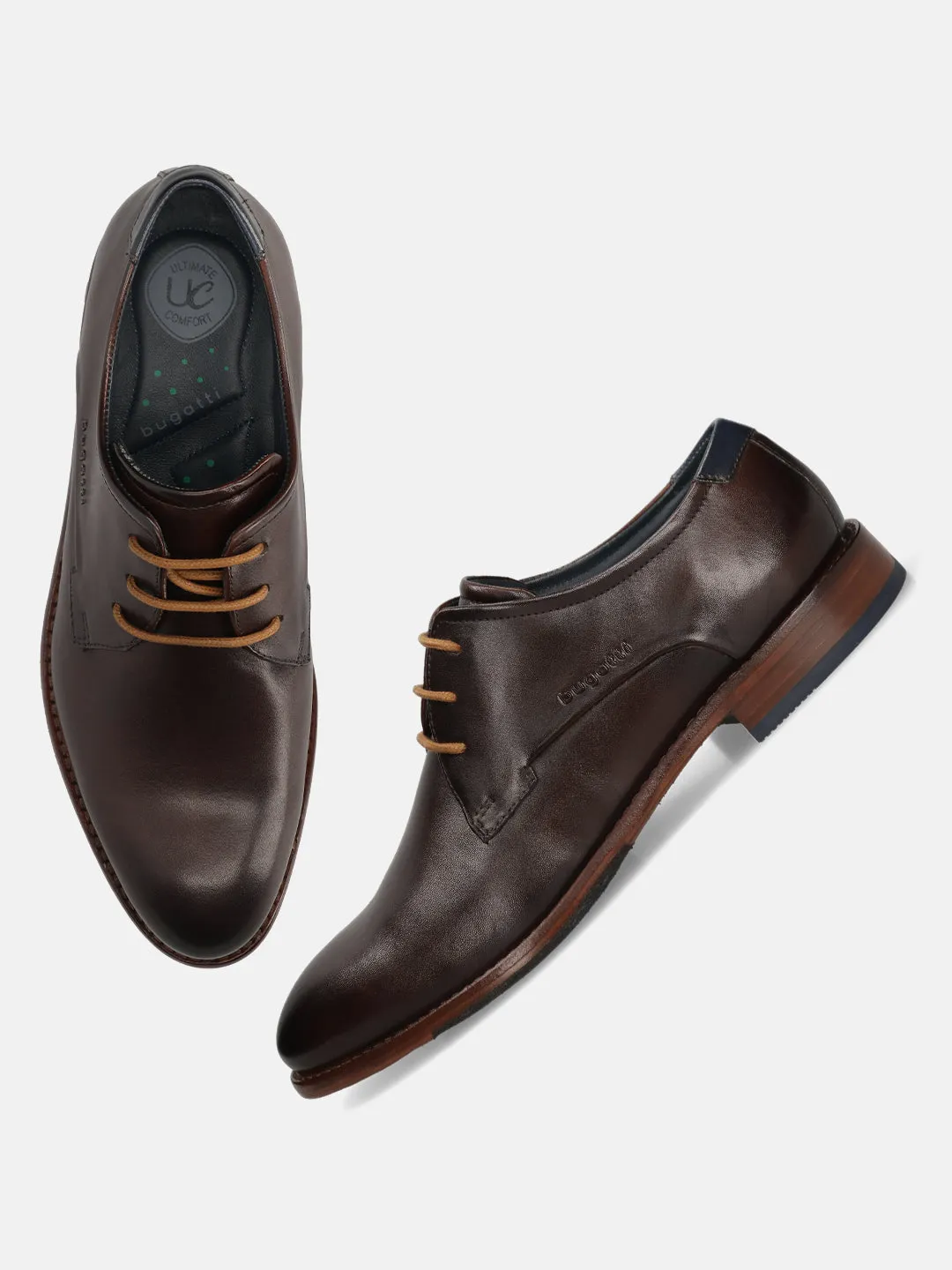 bugatti Dark Brown Premium Leather Derby shoes