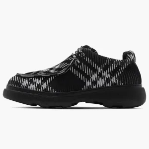 Burberry Checked Round-toe Derby Shoes Black White