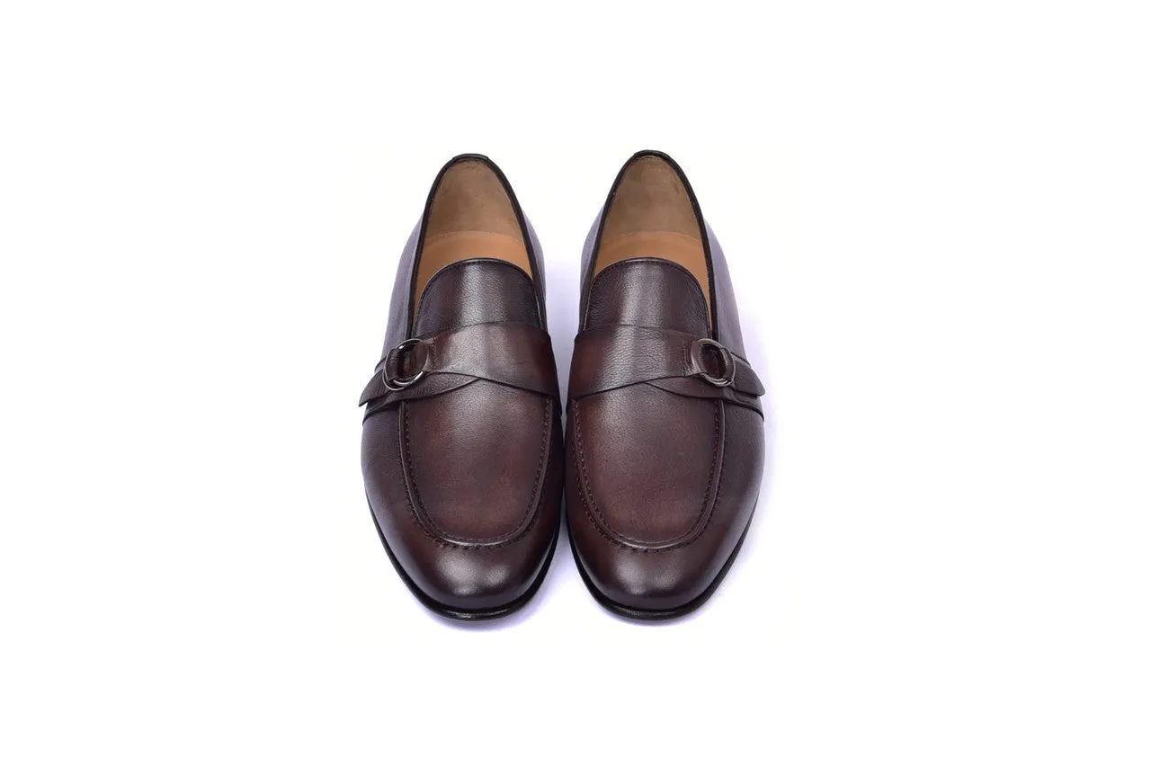 C00101-6628 Side Buckle  loafer- Brown