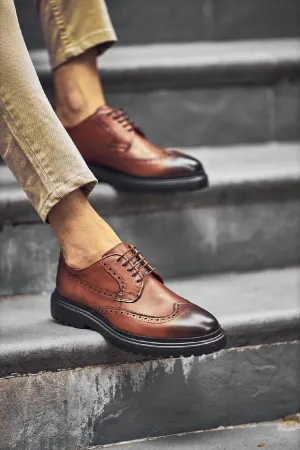 Camel Brogue Derby Shoes
