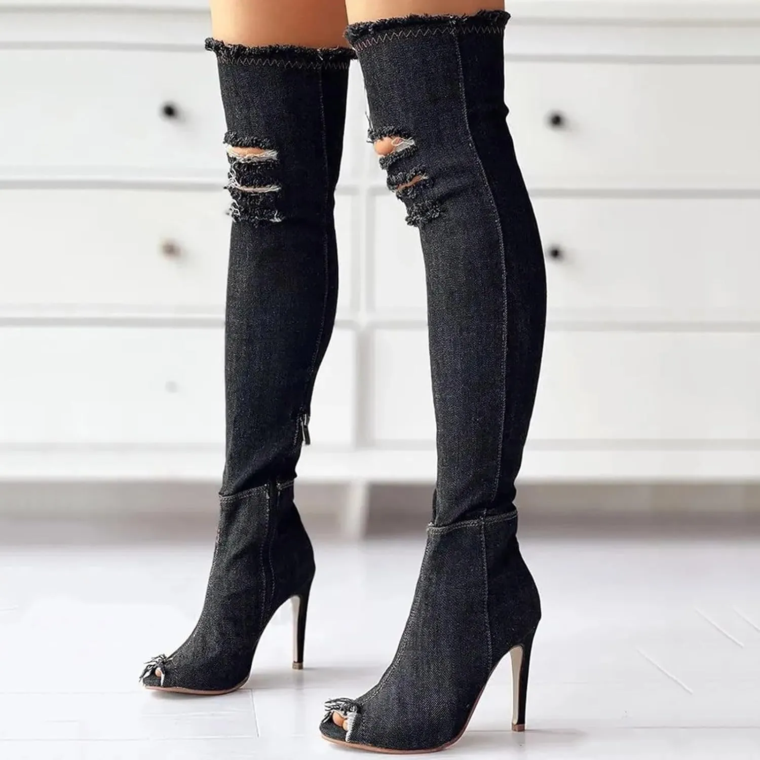 Cathalem Over the Knee Boots for Women High Heels Over The Knee Boots Thigh High Pointed Toe Stiletto Long Fall Sexy Boots