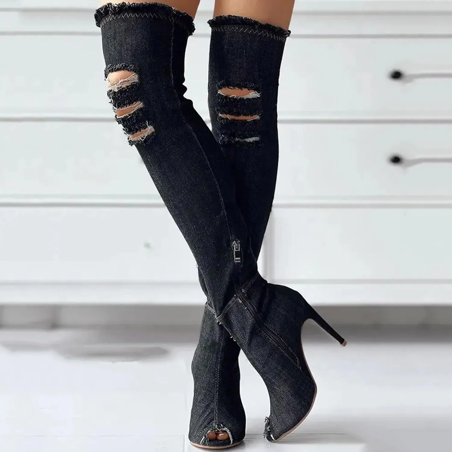Cathalem Over the Knee Boots for Women High Heels Over The Knee Boots Thigh High Pointed Toe Stiletto Long Fall Sexy Boots