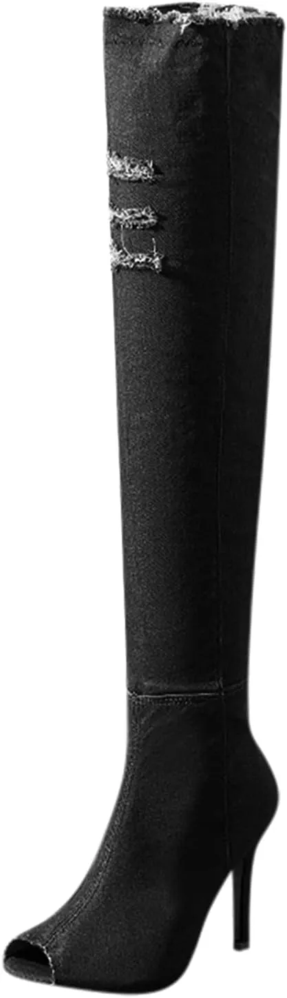 Cathalem Over the Knee Boots for Women High Heels Over The Knee Boots Thigh High Pointed Toe Stiletto Long Fall Sexy Boots