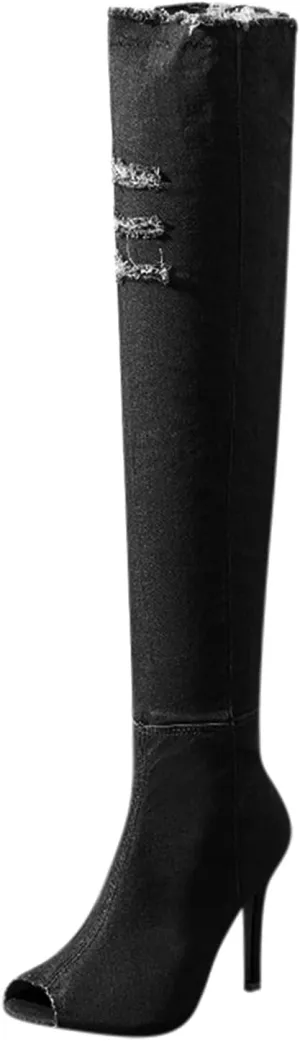 Cathalem Over the Knee Boots for Women High Heels Over The Knee Boots Thigh High Pointed Toe Stiletto Long Fall Sexy Boots
