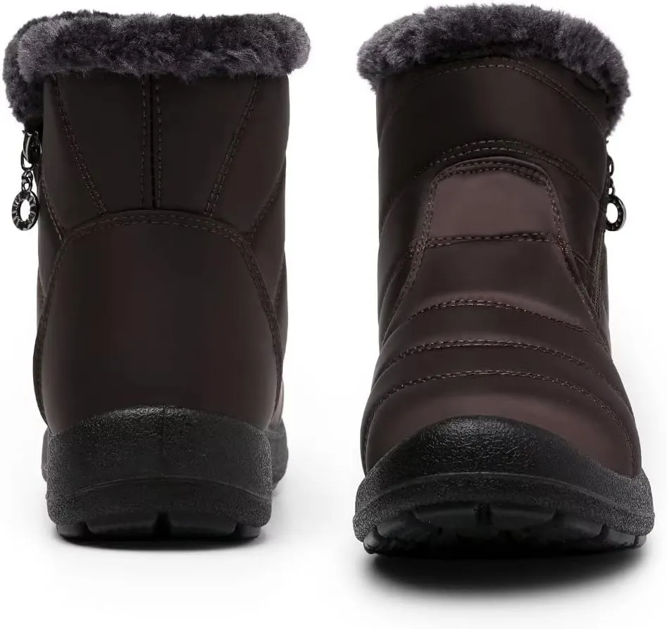 Cheval Winter Snow Zip Up Boots for Women, Fur Lined Warm Ankle Booties, Outdoor Anti-slip Waterproof Comfortable Short Boot, Botas De Invierno Para Mujert