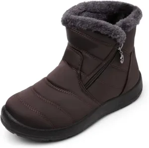 Cheval Winter Snow Zip Up Boots for Women, Fur Lined Warm Ankle Booties, Outdoor Anti-slip Waterproof Comfortable Short Boot, Botas De Invierno Para Mujert