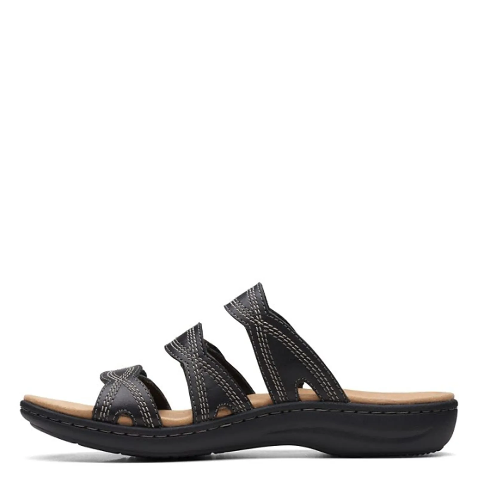 Clarks Women's Laurieann Ayla Flat Sandal, Black Leather, 6