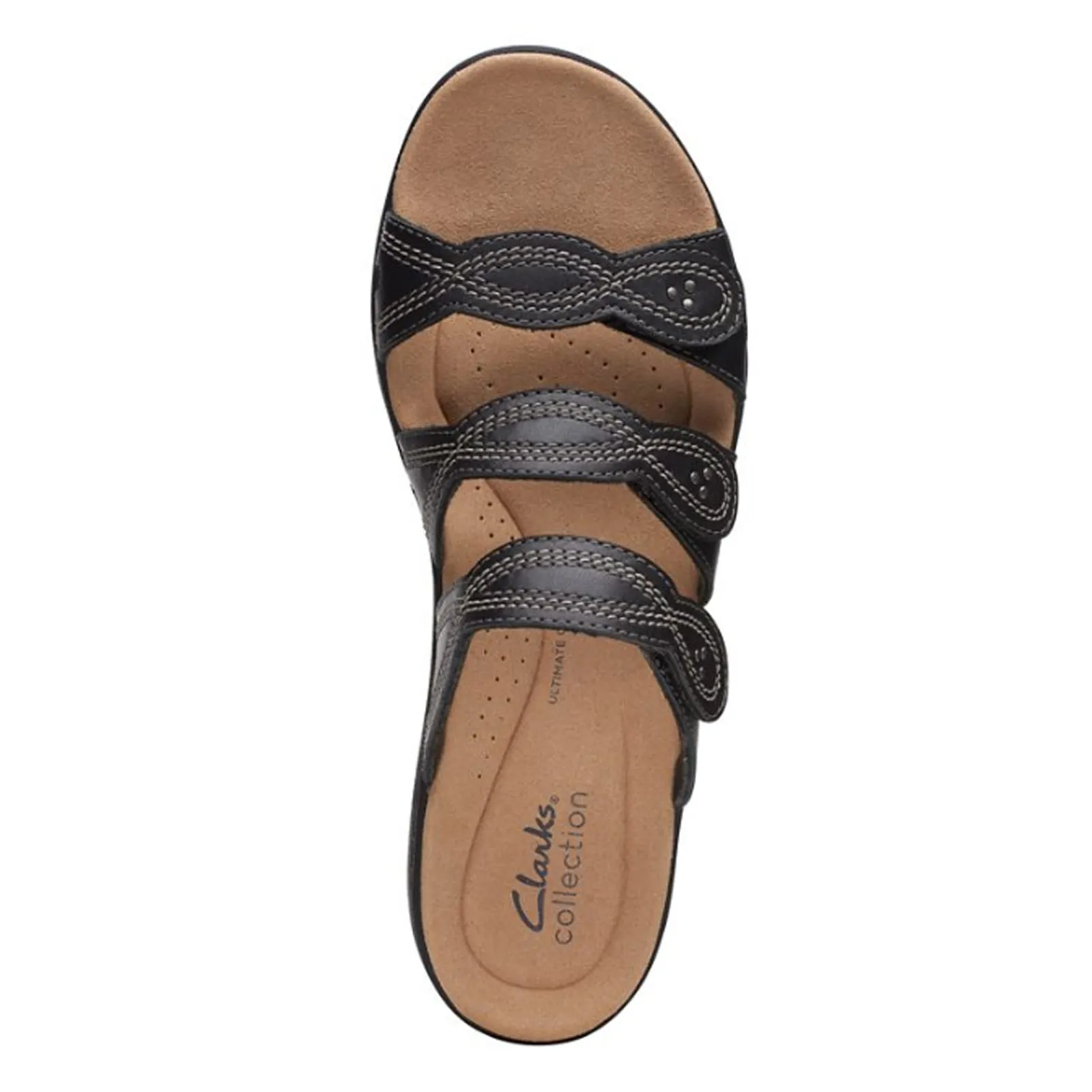 Clarks Women's Laurieann Ayla Flat Sandal, Black Leather, 6
