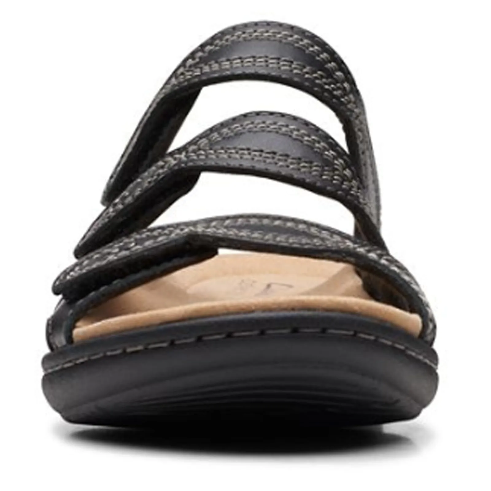 Clarks Women's Laurieann Ayla Flat Sandal, Black Leather, 6