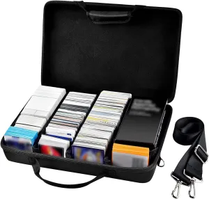 Comecase Large 3000  Trading Card Game Holder & Organizer, Case for Baseball, Football Cards, for C.A.H, for TCG Cards and All Expansions. Storage Box with 7 Dividers and Shoulder Strap