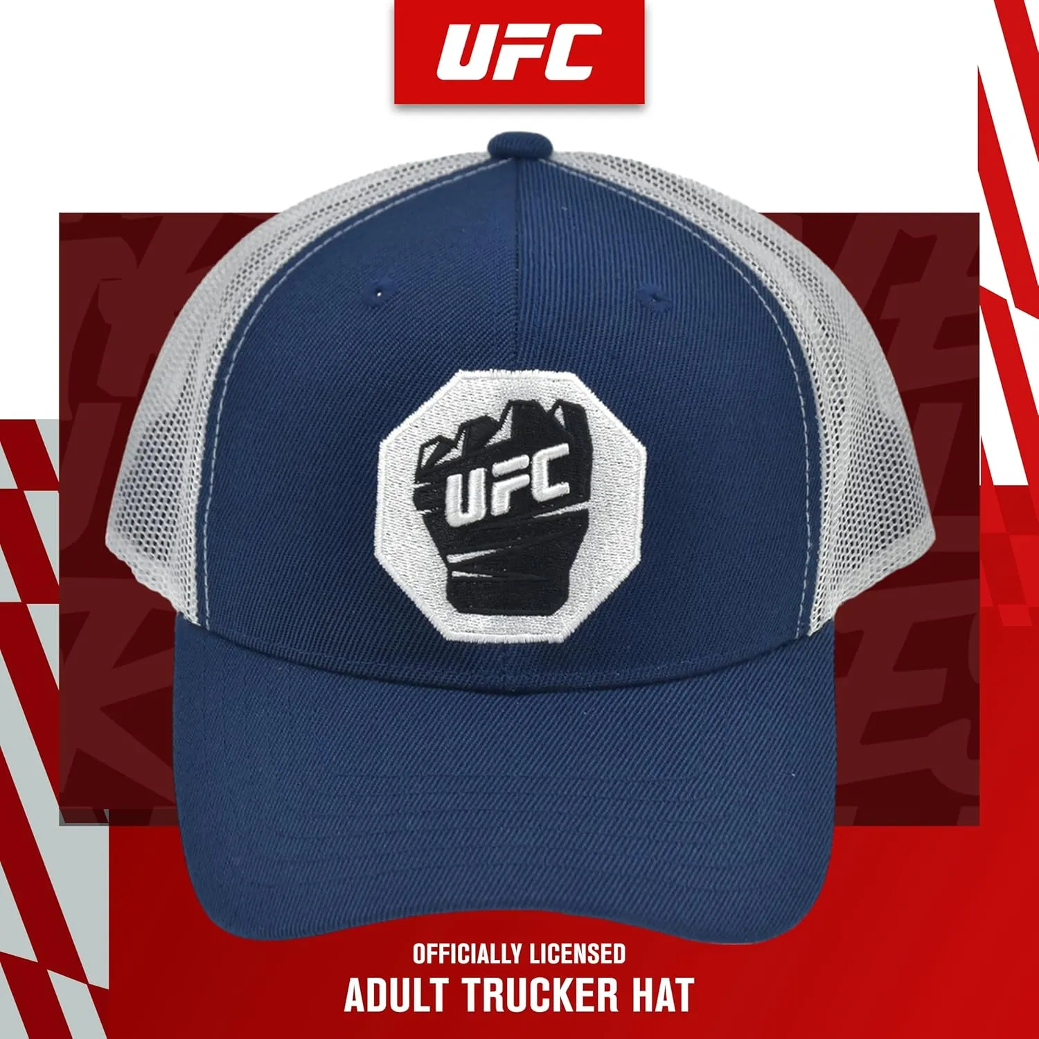 Concept One UFC Trucker Hat, Mesh Adult Adjustable Snapback Baseball Cap with Curved Brim