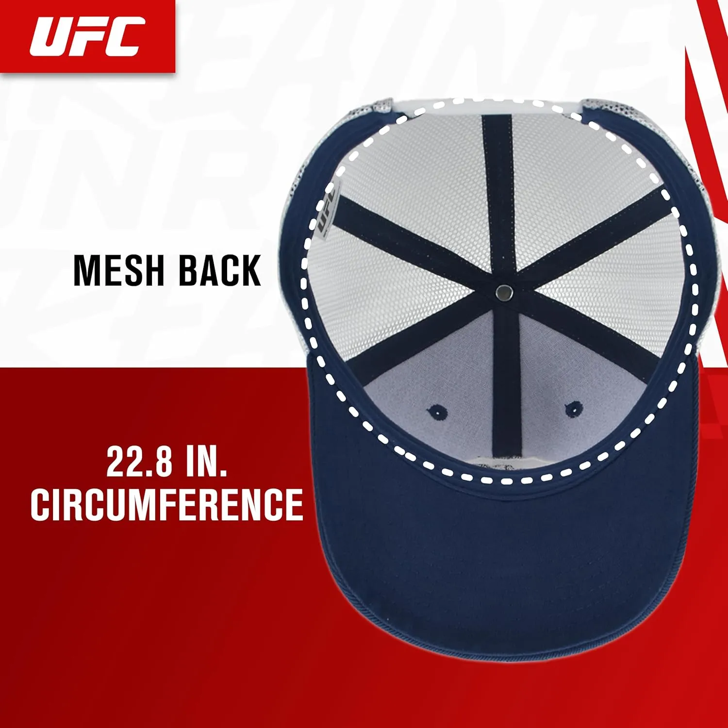 Concept One UFC Trucker Hat, Mesh Adult Adjustable Snapback Baseball Cap with Curved Brim