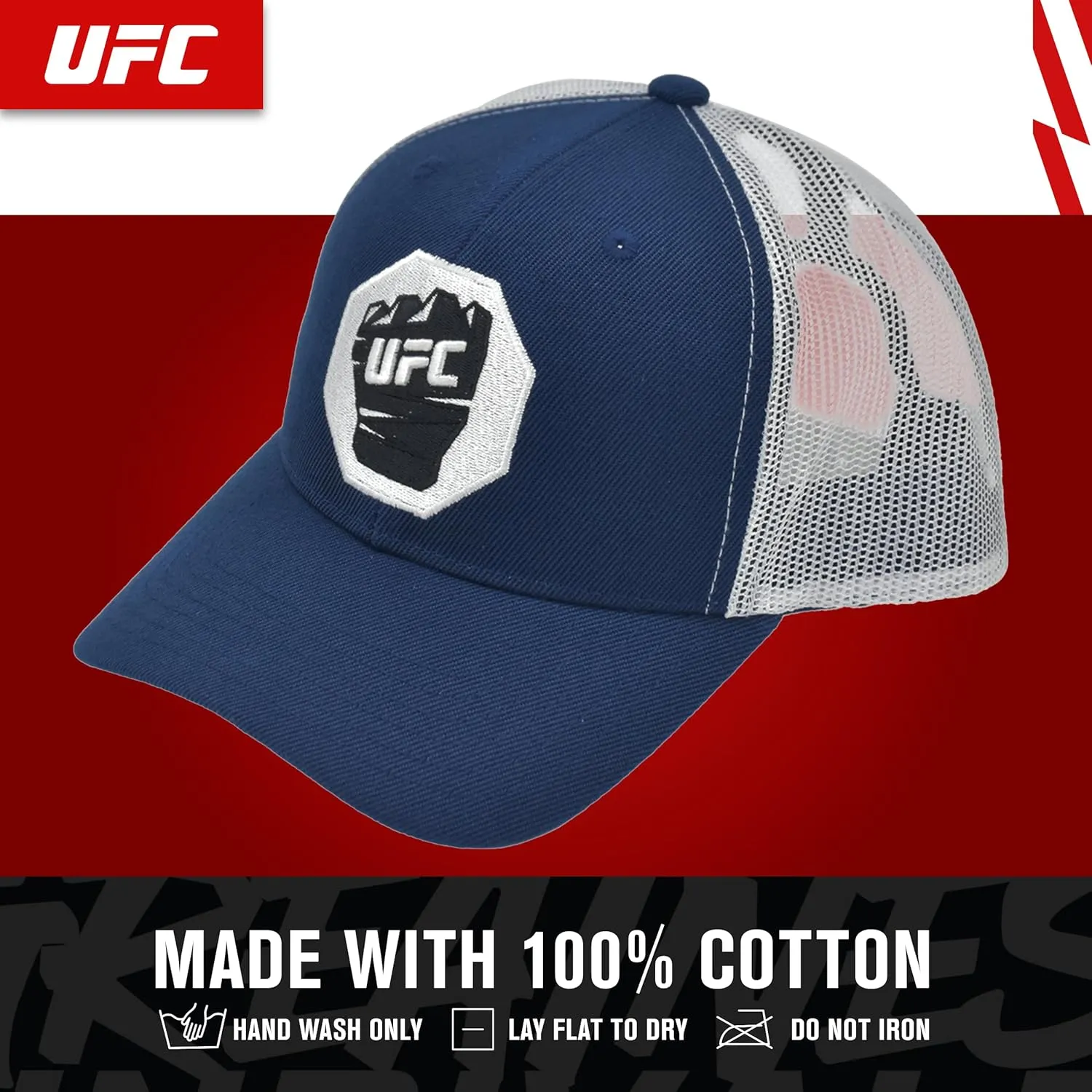 Concept One UFC Trucker Hat, Mesh Adult Adjustable Snapback Baseball Cap with Curved Brim