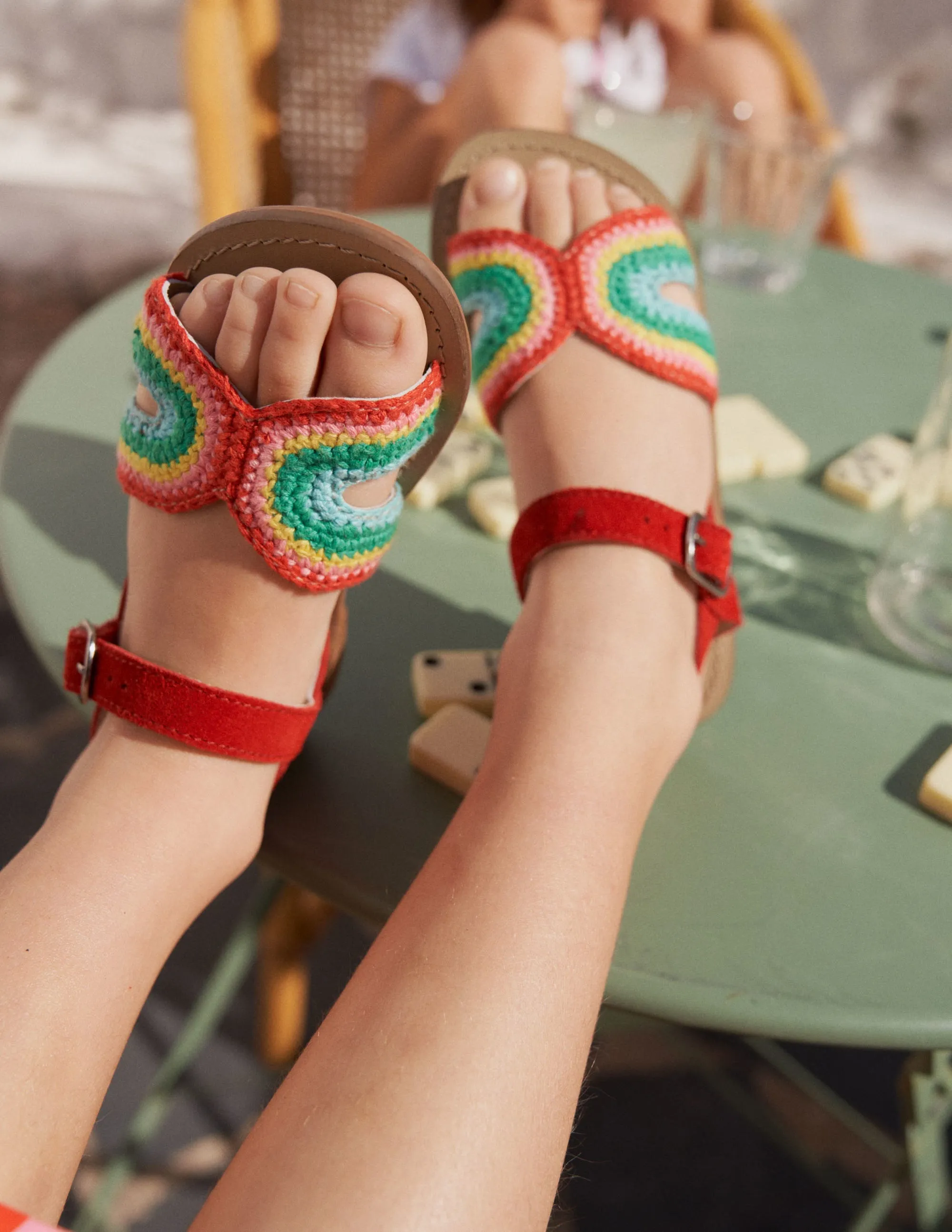 Crochet Sandals-Rainbow Red