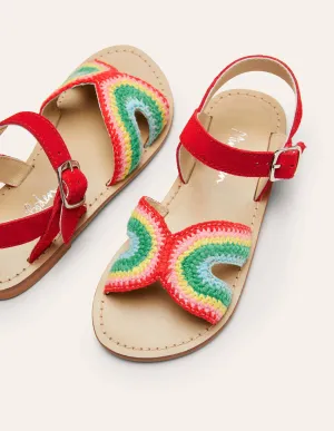 Crochet Sandals-Rainbow Red
