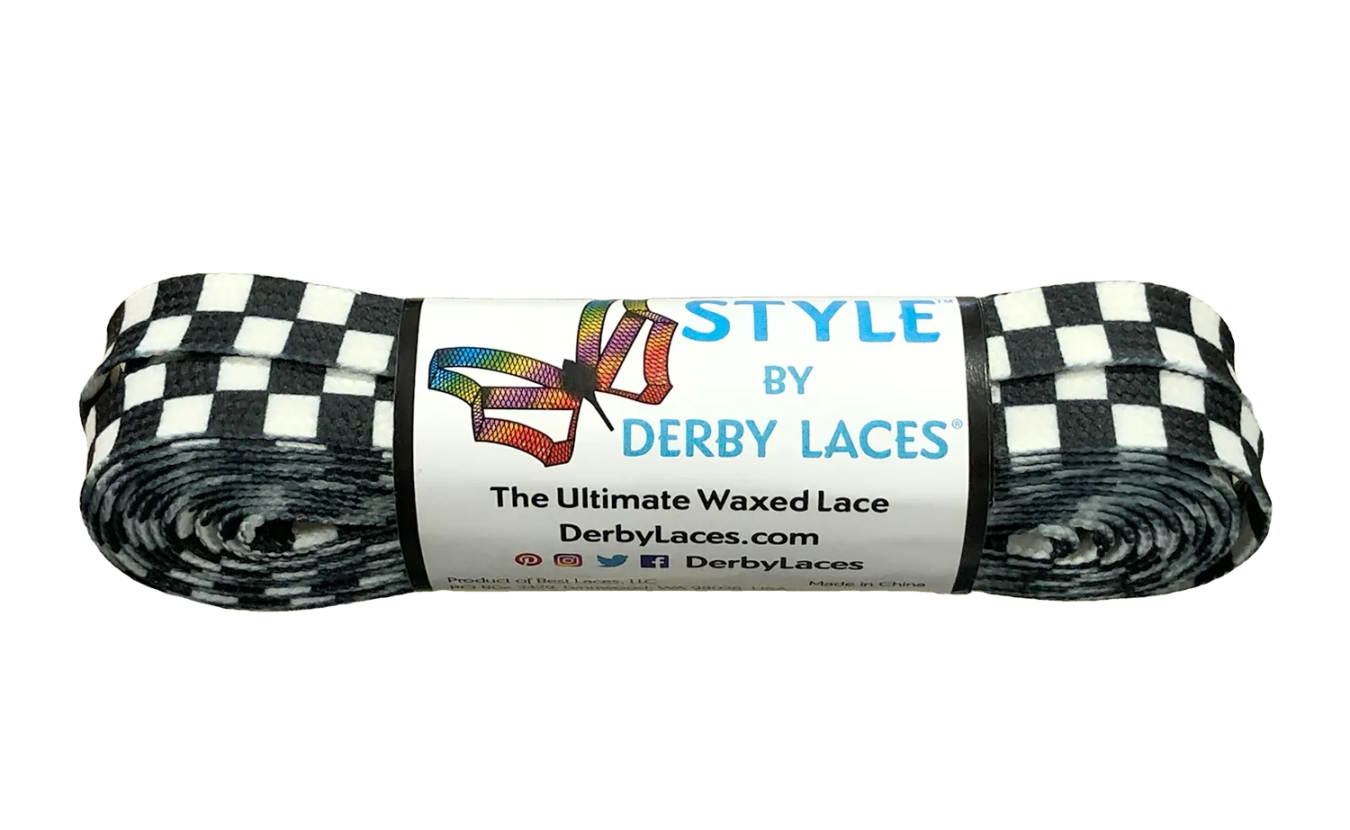 Derby Lace - Checkered Black and White – STYLE Waxed Shoe and Skate Lace by Derby Laces