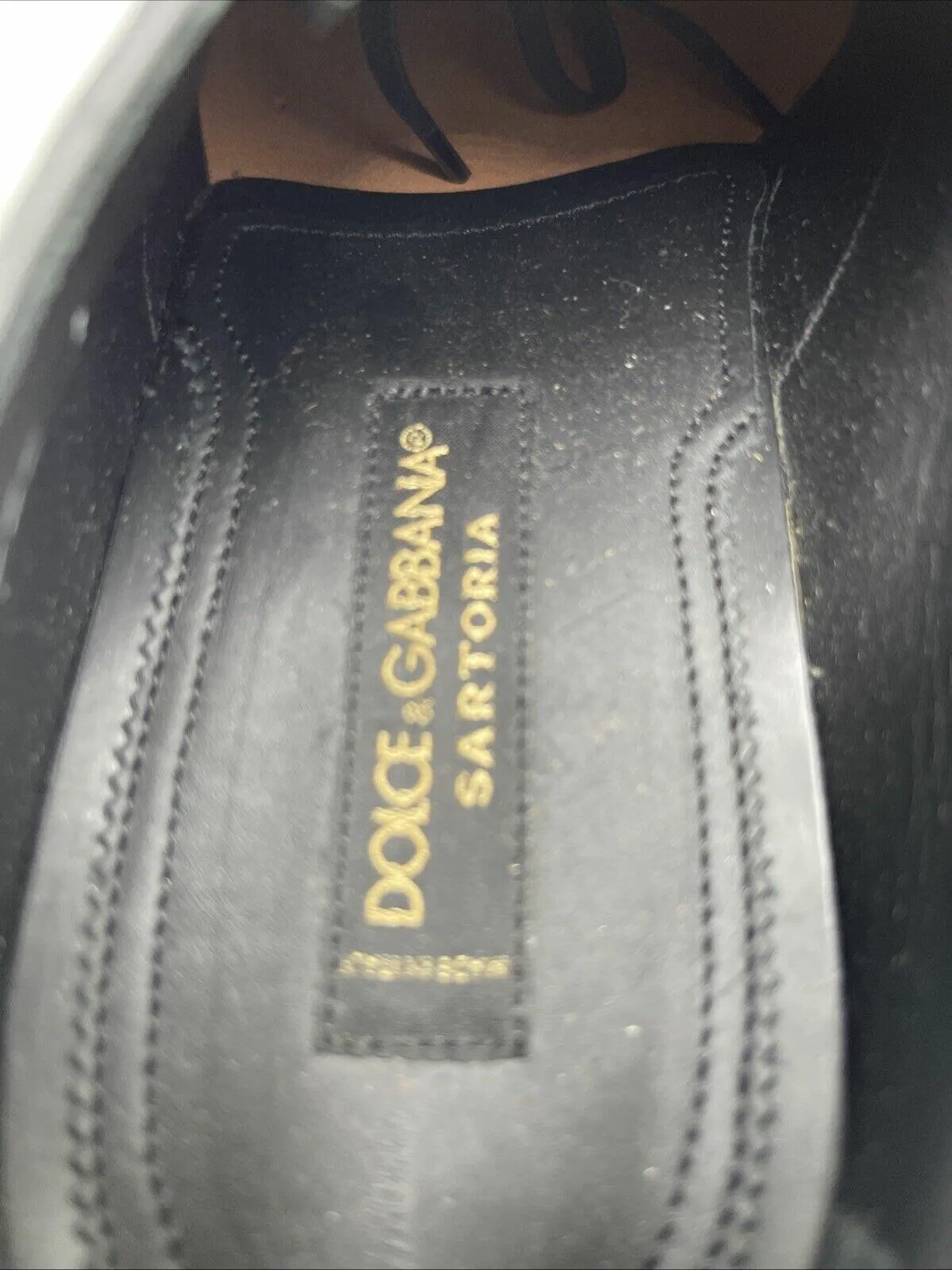Dolce & Gabbana Black Leather 4-Eye Round Toe Dress Derby Shoes, Mens Size 6 - Very Good