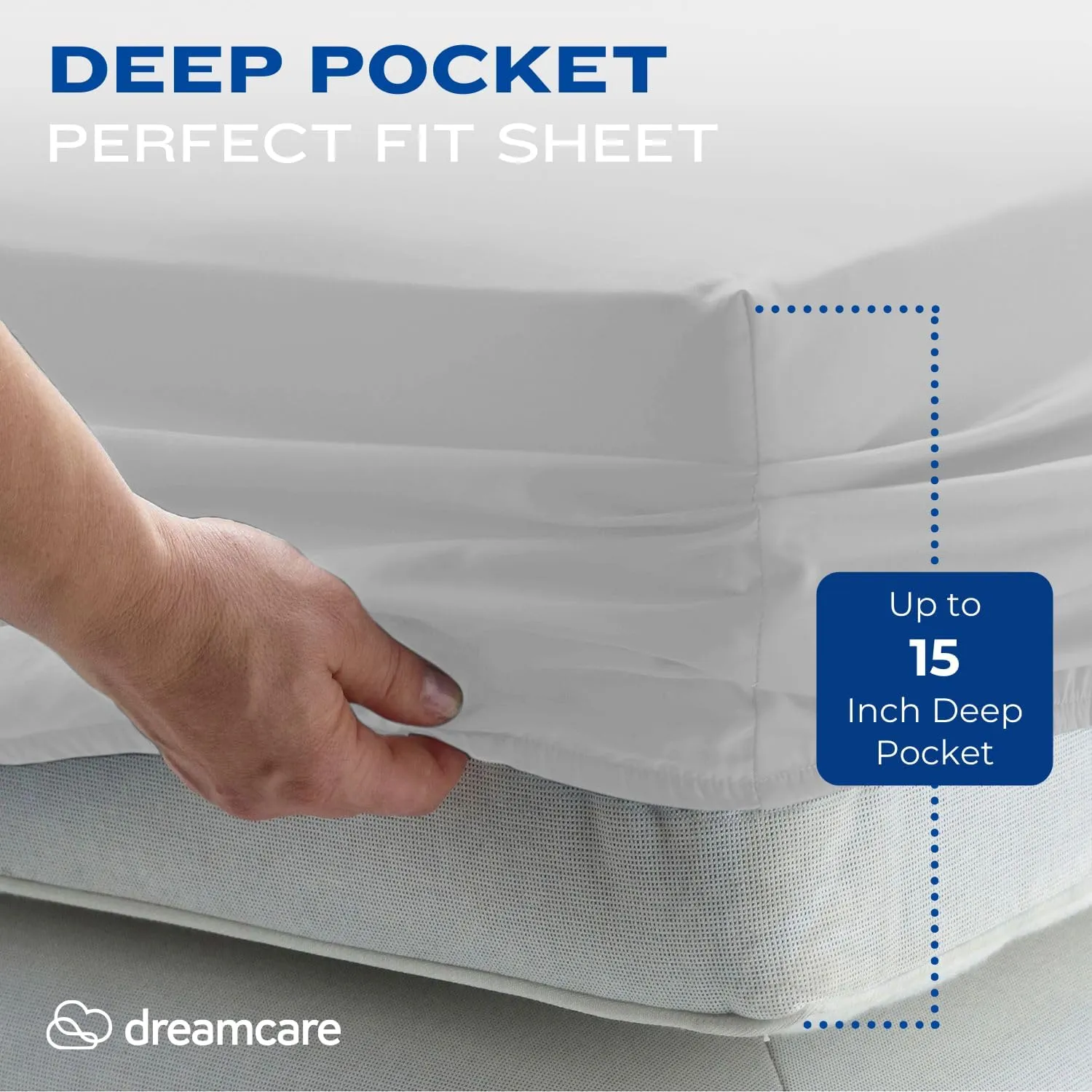 DREAMCARE King Size Sheets Set - Cooling Bed Sheets - 4pcs Set - up to 15" Deep Pocket King Sheet Set - Soft & Long Lasting 100% Fine Brushed Polyester with Side Pocket - L Gray