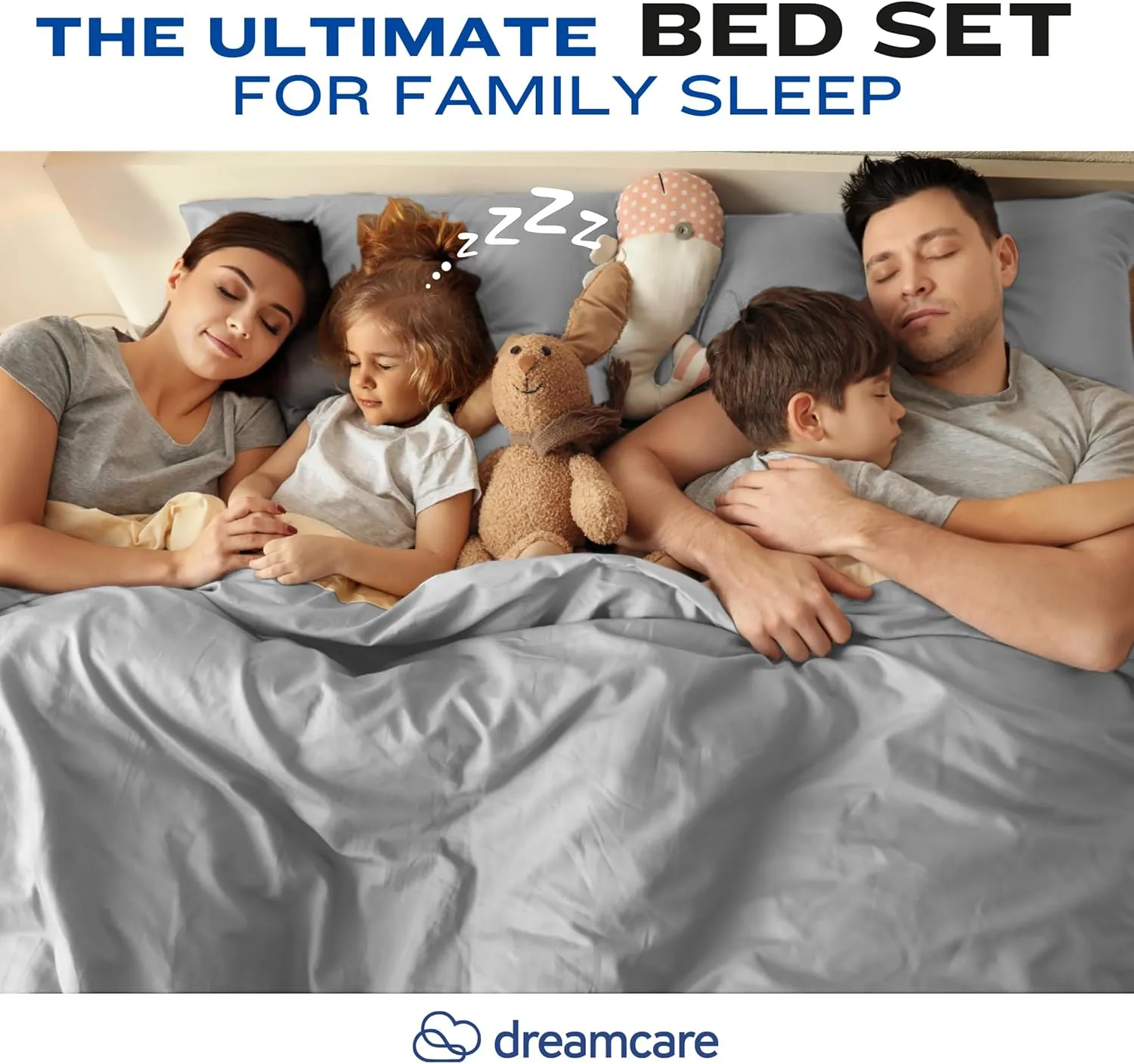 DREAMCARE King Size Sheets Set - Cooling Bed Sheets - 4pcs Set - up to 15" Deep Pocket King Sheet Set - Soft & Long Lasting 100% Fine Brushed Polyester with Side Pocket - L Gray