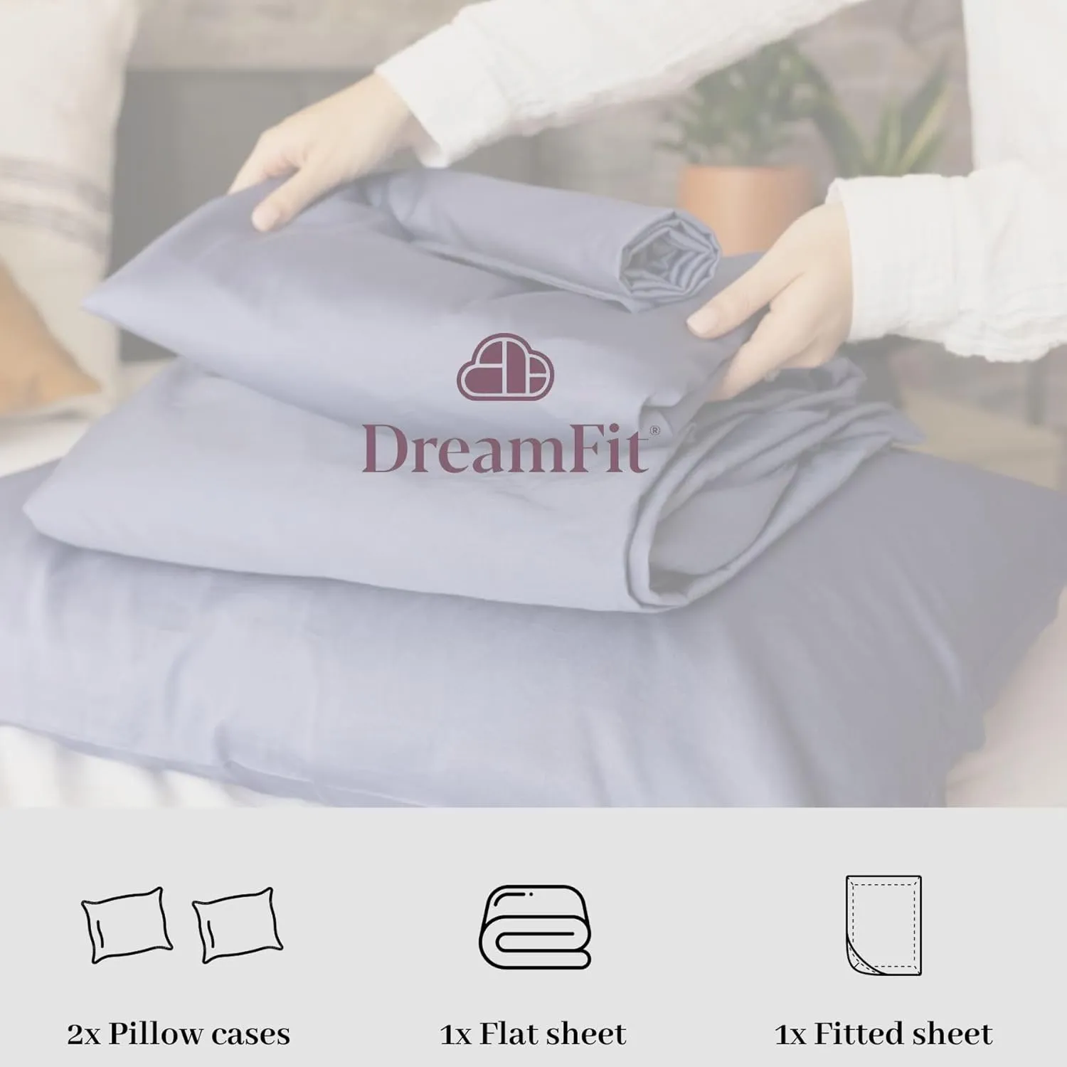 DreamFit DreamCool 100% Pima Cotton Sheets with Elastic Corner Straps 20 Inch Extra Deep Pocket Crafted in USA Bedding Guaranteed to Stay On Luxury Sheets Queen Sheets Set Ivory