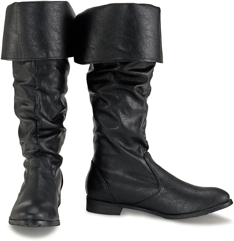 DUNHAO COS Medieval Male and Female Renaissance Pull On Mid Calf Gothic Boots Flat Jazz Boots Renaissance Boot