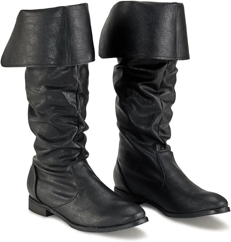 DUNHAO COS Medieval Male and Female Renaissance Pull On Mid Calf Gothic Boots Flat Jazz Boots Renaissance Boot