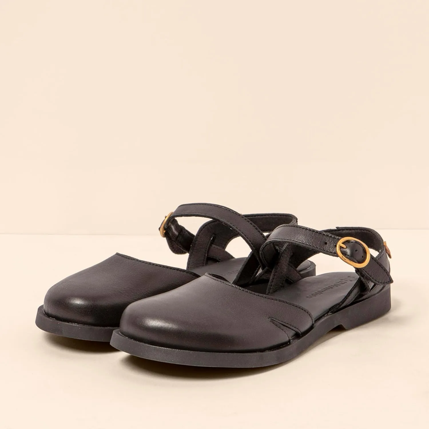 El Naturalista Women Open-Back Flat Sandal, Black, 36 EU Weit