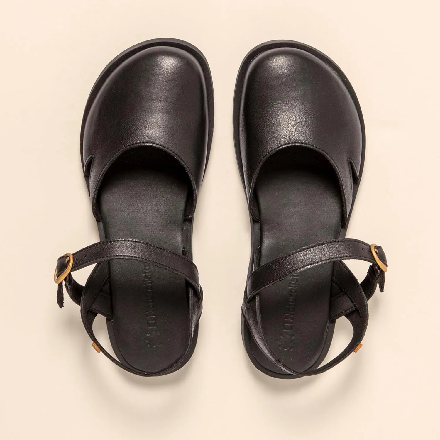 El Naturalista Women Open-Back Flat Sandal, Black, 36 EU Weit