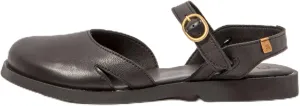 El Naturalista Women Open-Back Flat Sandal, Black, 36 EU Weit