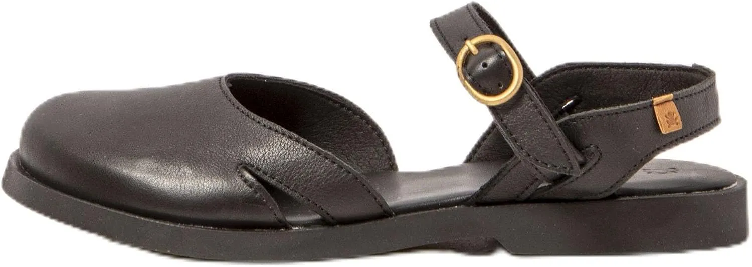 El Naturalista Women Open-Back Flat Sandal, Black, 36 EU Weit