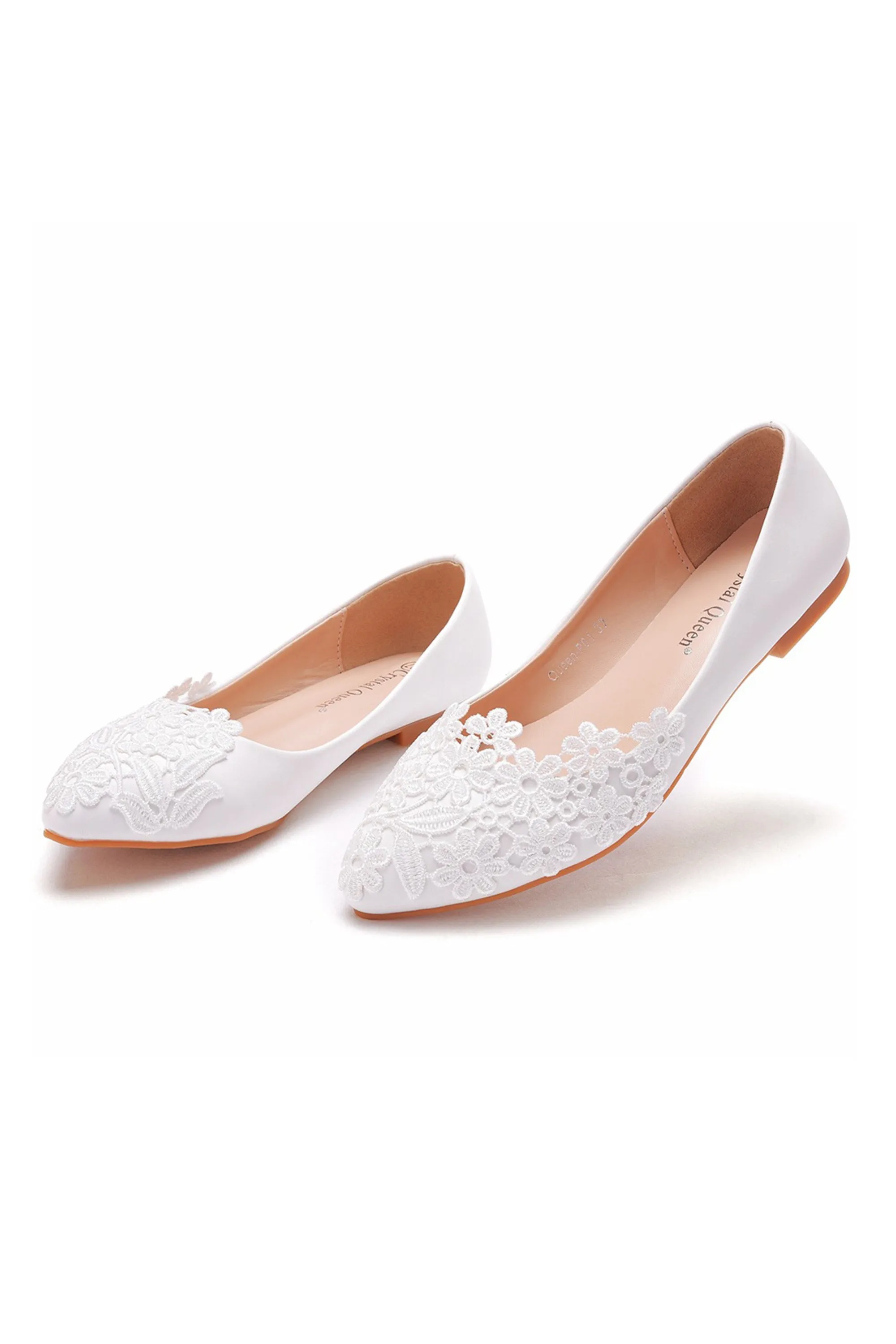Elegant Lace White Casual Flat Wedding Shoes