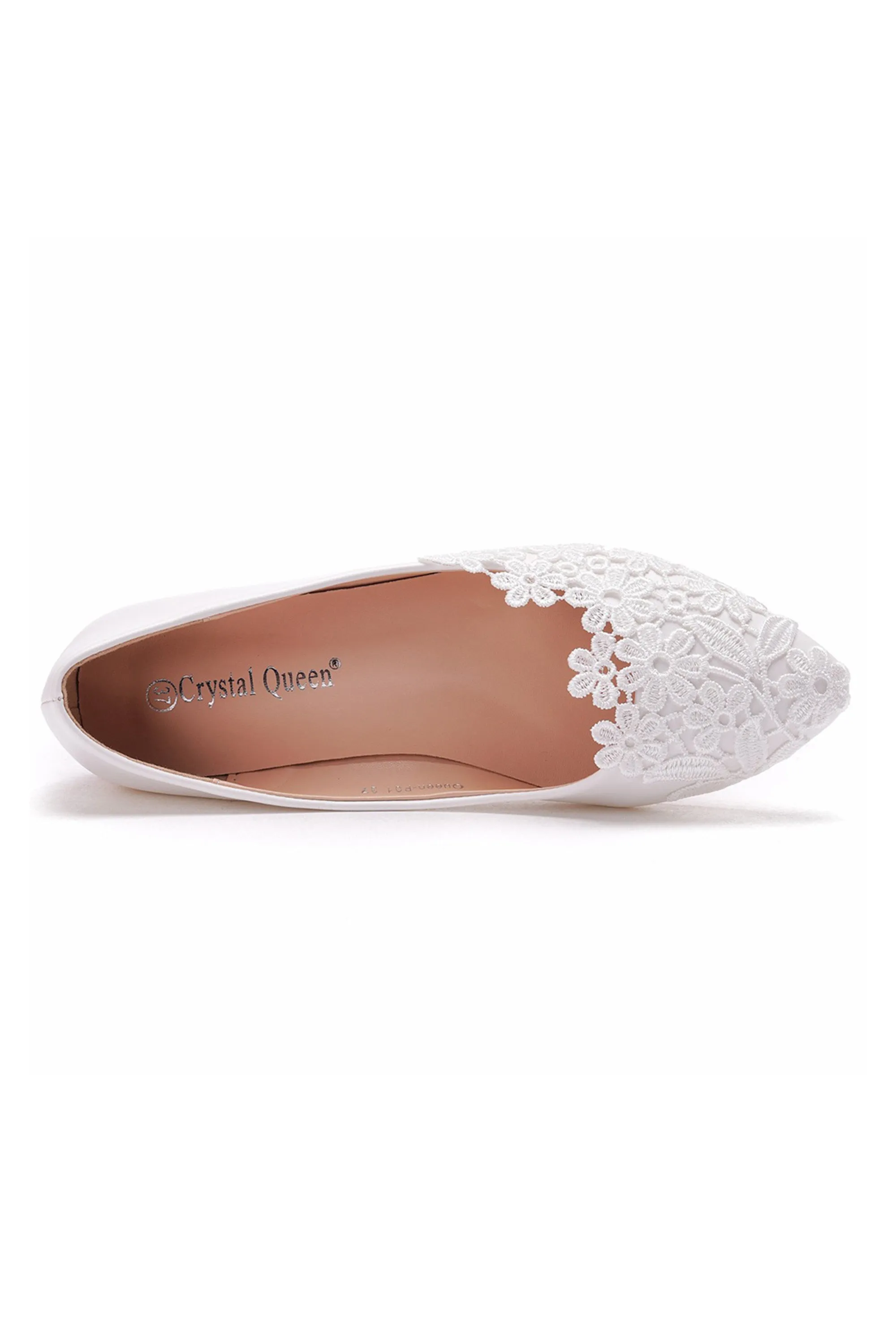 Elegant Lace White Casual Flat Wedding Shoes
