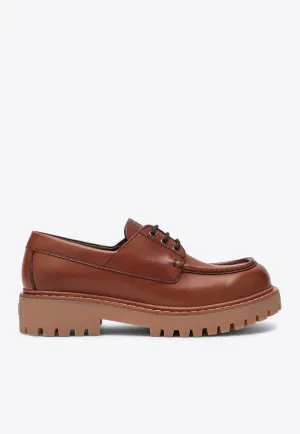 Embossed Logo Leather Derby Shoes
