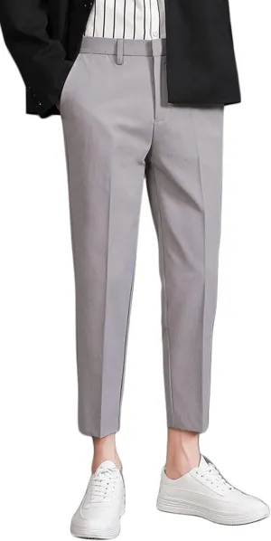 ESSYSHE Men’s Cropped Slim Fit Dress Pants Tapered Ankle Dress Pants Suit Pants