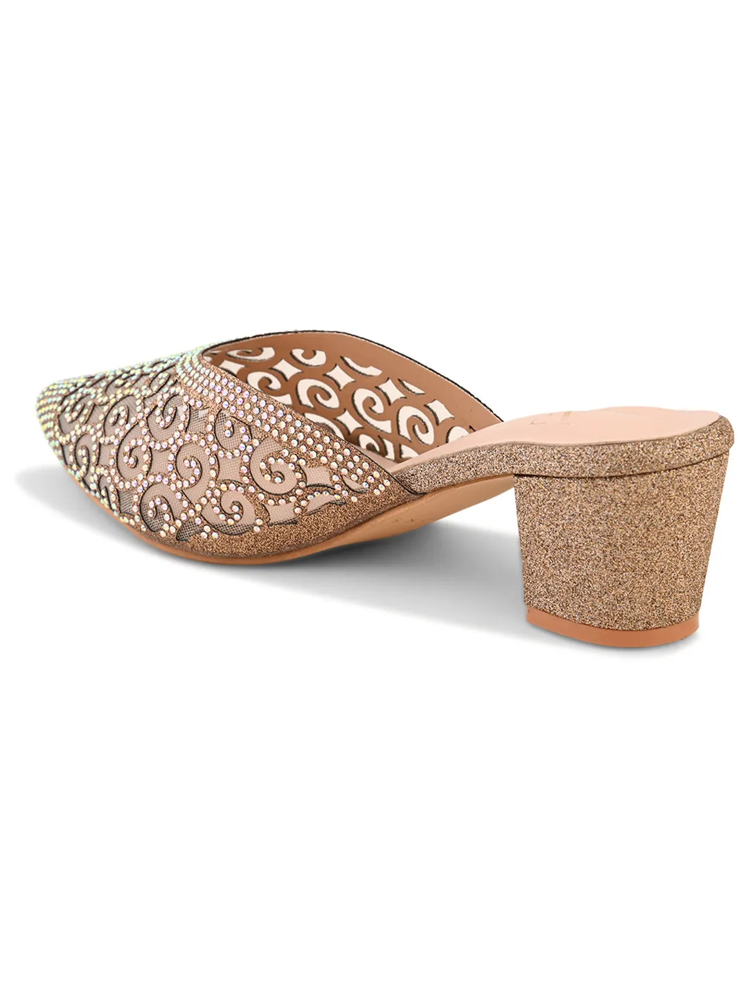 Fancy & Charm Block Heel Slip-On Mule Sandal