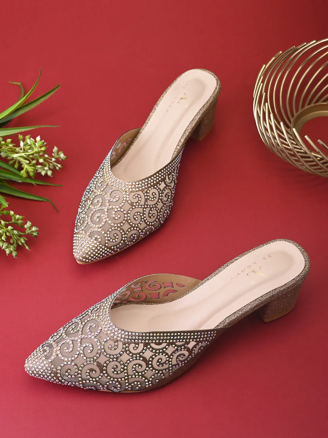 Fancy & Charm Block Heel Slip-On Mule Sandal