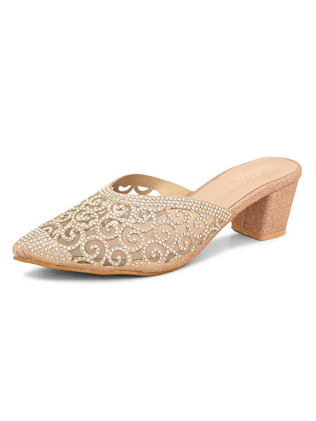 Fancy & Charm Block Heel Slip-On Mule Sandal