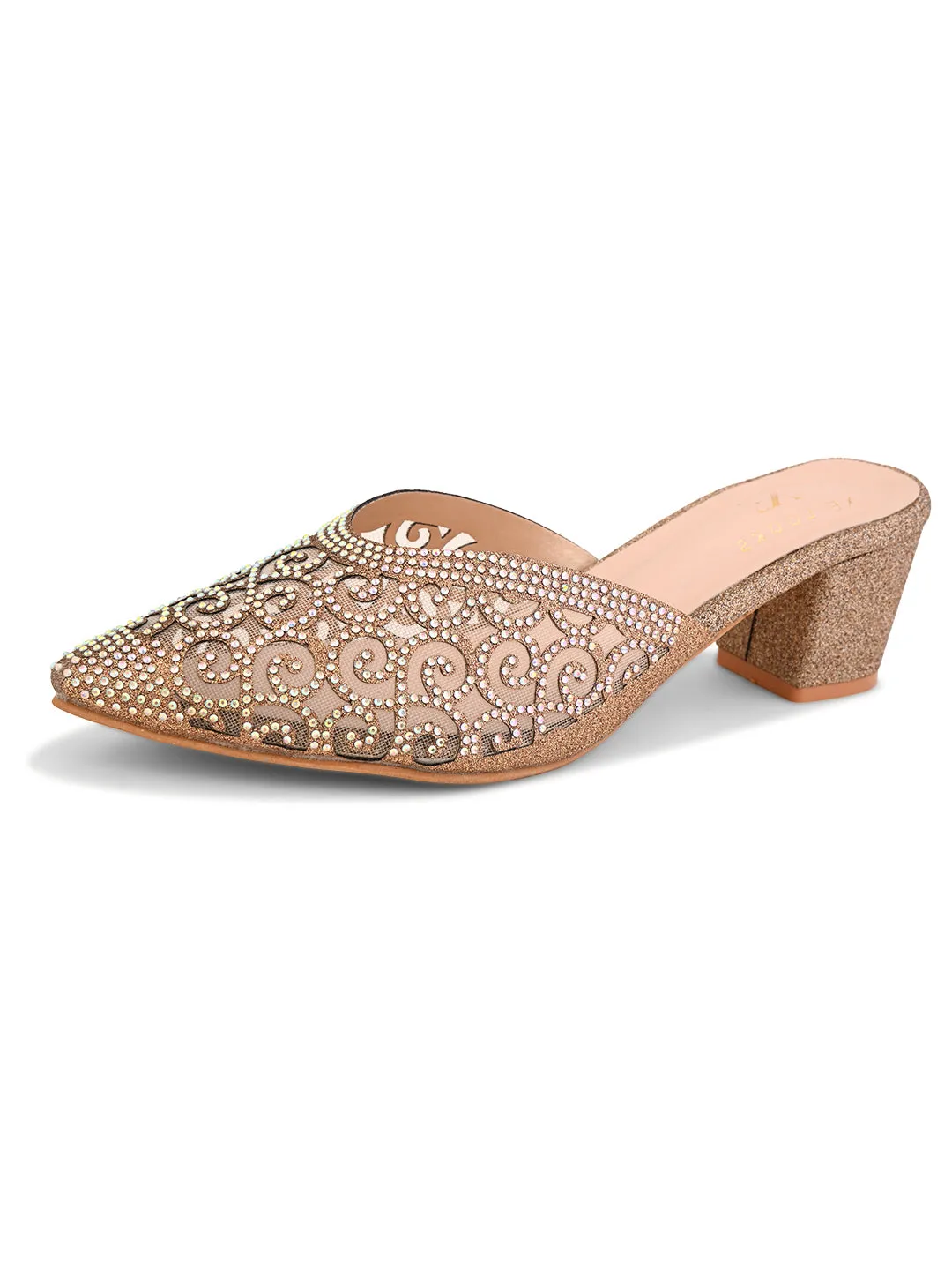 Fancy & Charm Block Heel Slip-On Mule Sandal