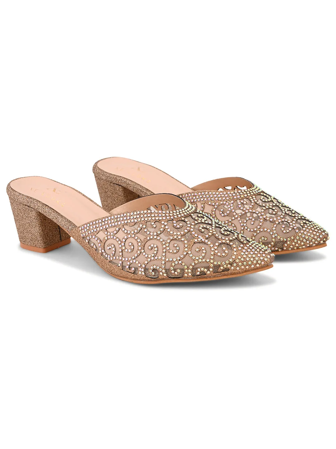 Fancy & Charm Block Heel Slip-On Mule Sandal