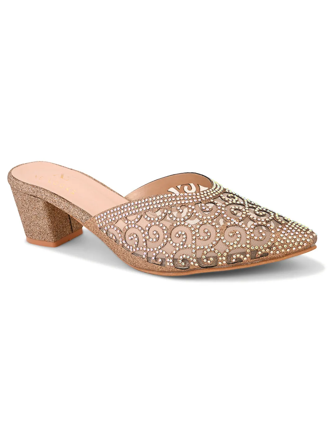 Fancy & Charm Block Heel Slip-On Mule Sandal