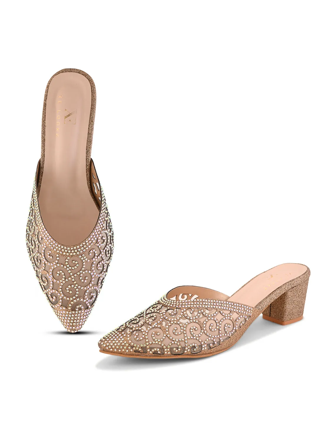 Fancy & Charm Block Heel Slip-On Mule Sandal