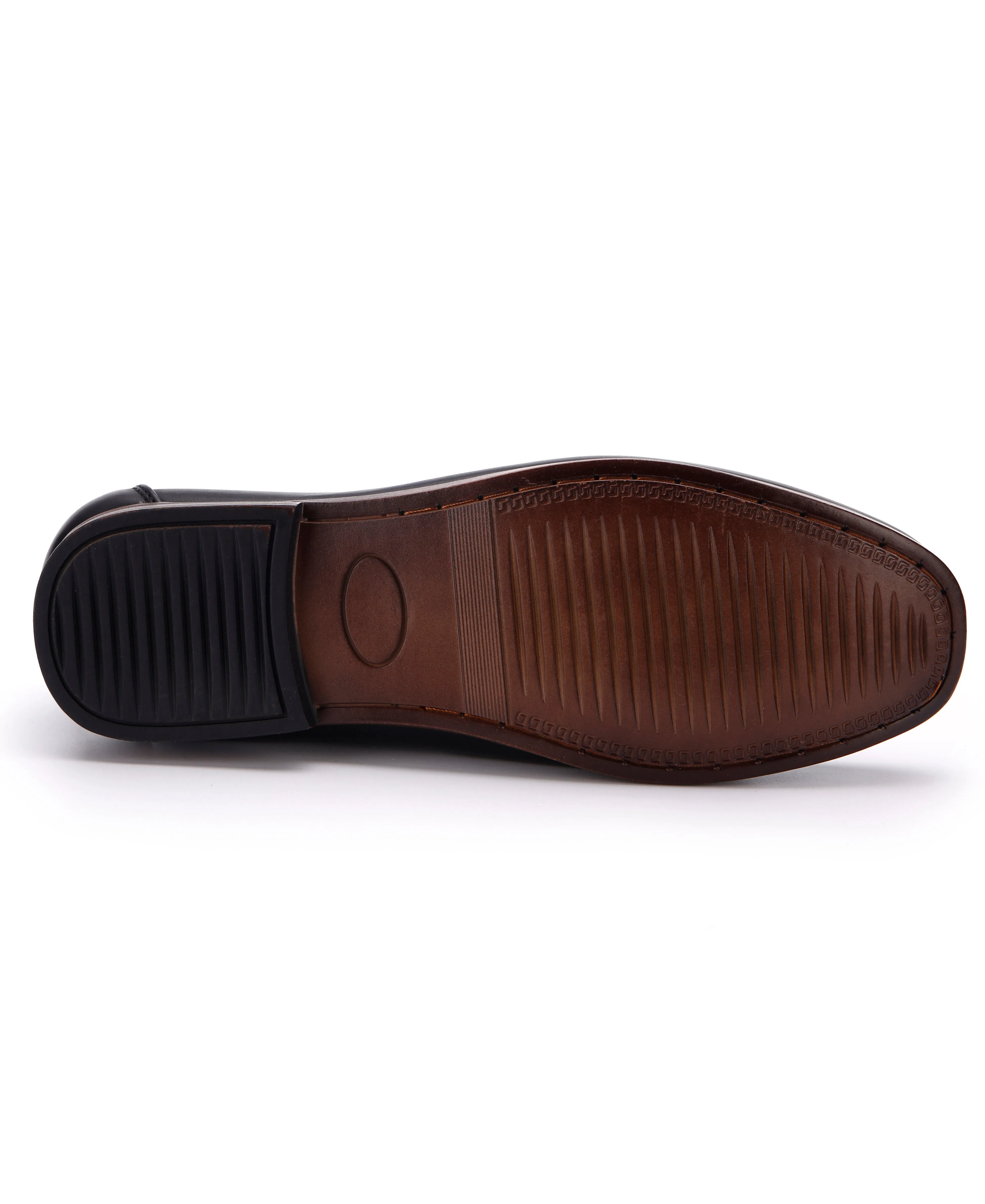 Faux Leather Moc Loafers - Black