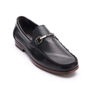 Faux Leather Moc Loafers - Black