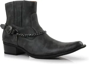 Ferro Aldo Alejandro MFA606326 Mens Memory Foam Casual High Western Buckle Strap Ankle Dress Boots
